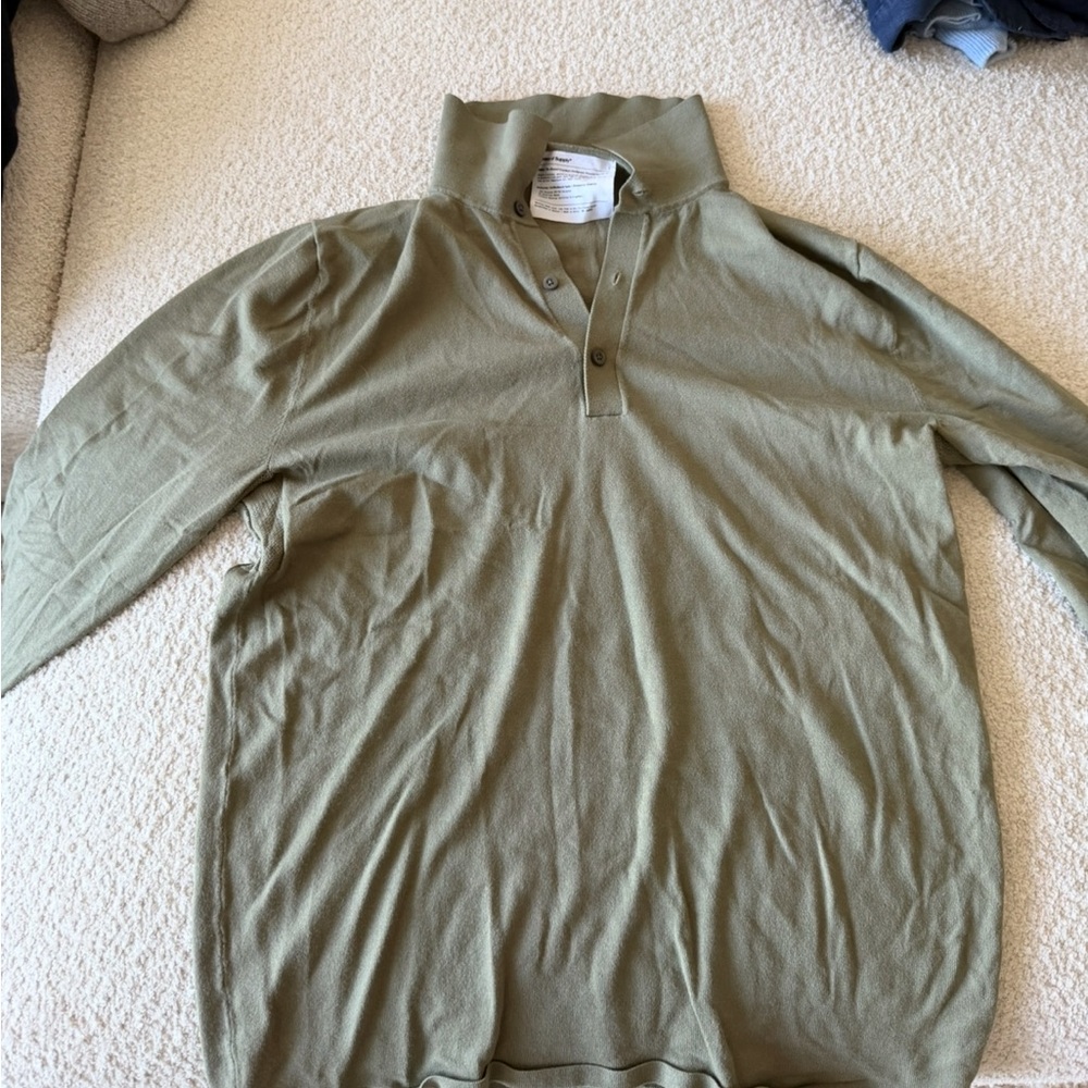 Ministry of Supply Olive Atlas Bio-Based Long-Sleeve Polo Size L
